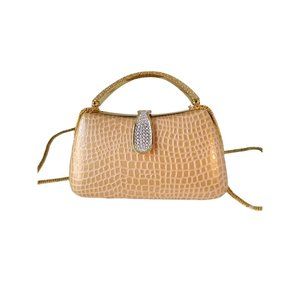 Faux snakeskin gold evening bag